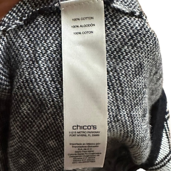Easywear By Chico's Open Front Cardigan with Geometric Pattern in Black & White - Picture 5 of 11